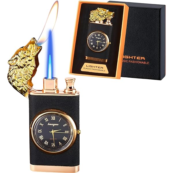 Refillable Butane Lighter with Quartz Watch