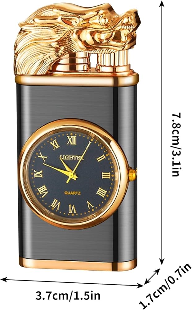 Refillable Butane Lighter with Quartz Watch