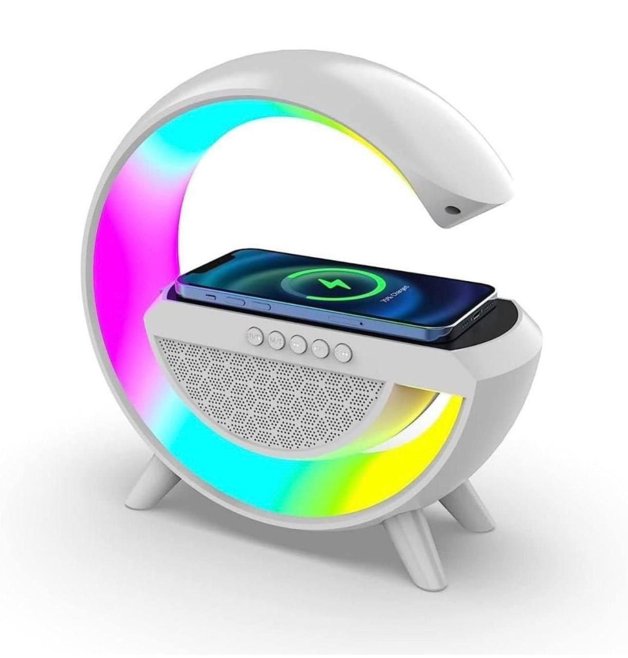 G SHAPE LED BLUTOOTH SPEAKER WITH WIRELESS FAST CHARGER
