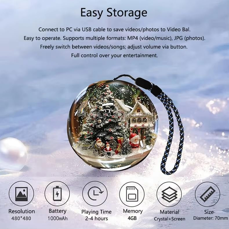 3D Crystal Ball Video Player Personalized Electronic Memory Display Lamp